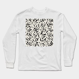 Bamboo Leaves in Black and Ivory / Ink Mood Long Sleeve T-Shirt